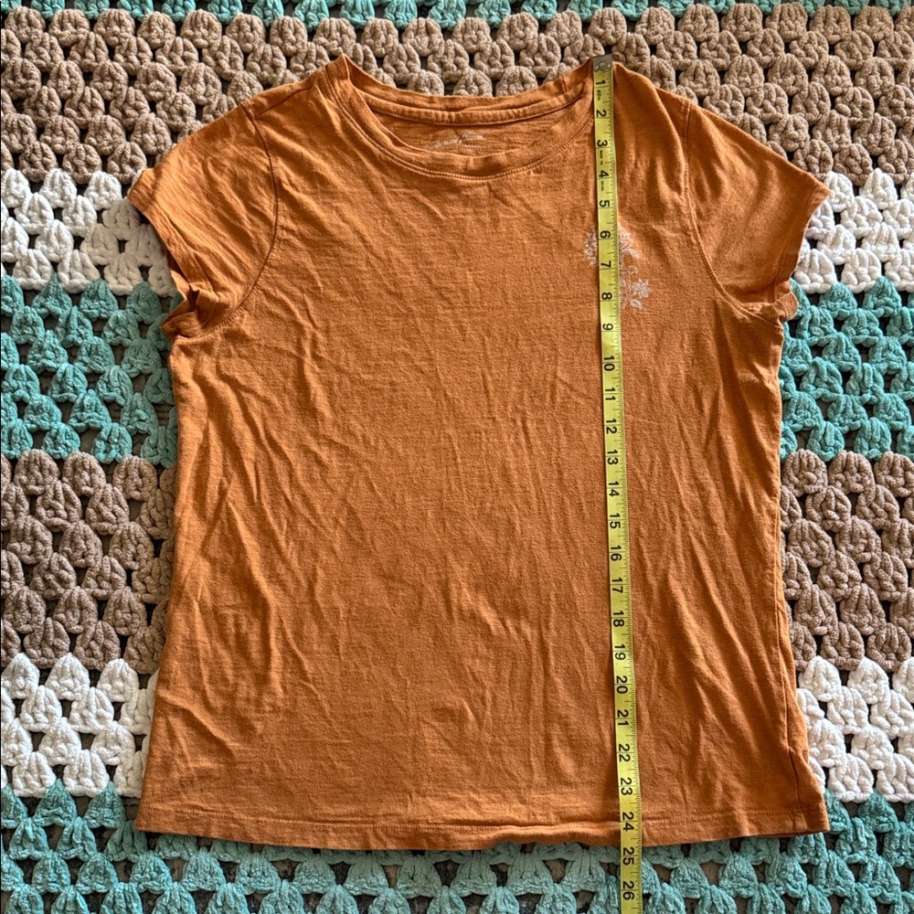 Universal Thread Burnt Orange Floral Graphic Tee Short Top Womans sz Medium - Picture 5 of 6